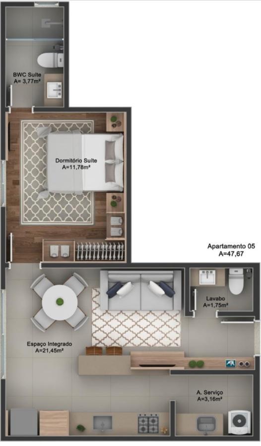 Apartamento, 1 quarto, 51 m² - Foto 8