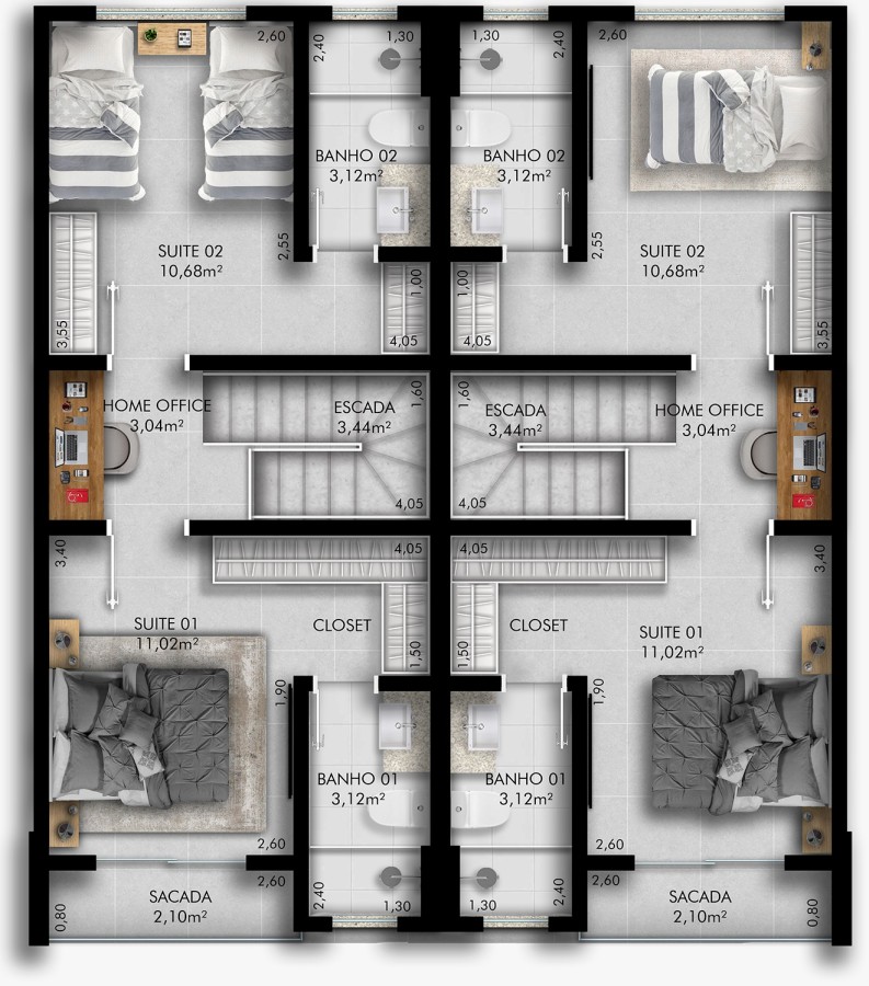 Sobrado, 2 quartos, 84 m² - Foto 2