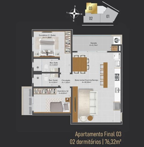 Apartamento, 2 quartos, 76 m² - Foto 14