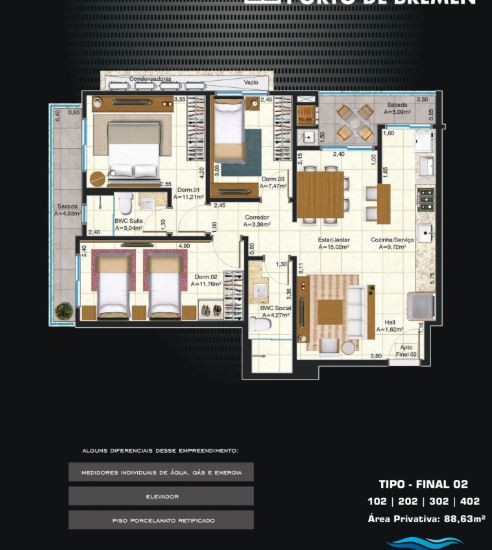 Apartamento, 3 quartos, 79 m² - Foto 3