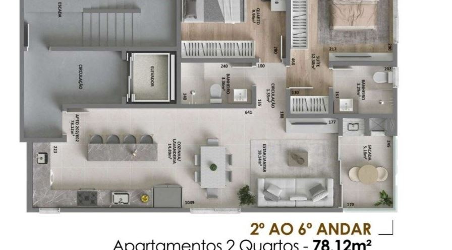 Apartamento, 2 quartos, 78 m² - Foto 2