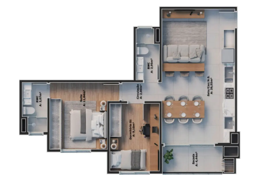 Apartamento, 2 quartos, 65 m² - Foto 2